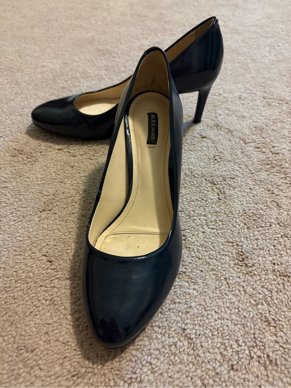 Alex Marie Navy Patent Pointed Toe Stiletto Pumps